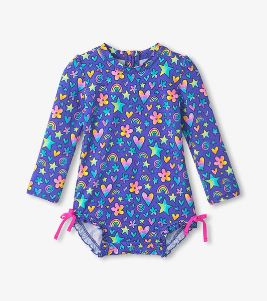 Watercolor Doodles Rashguard Swimsuit