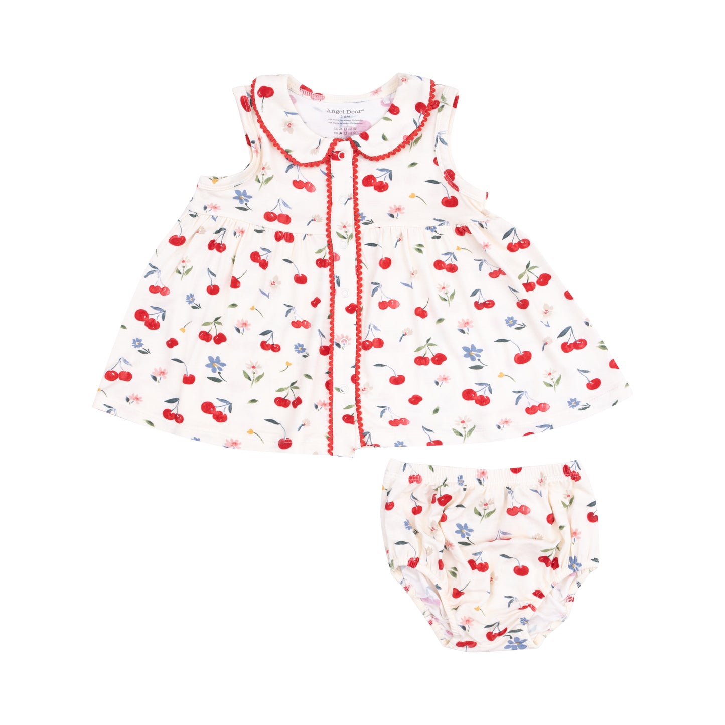 Watercolor Cherries Ric Rac Trim Dress