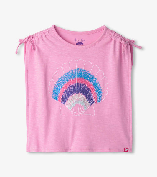 Shell Cinched Shoulder Top-Lilac