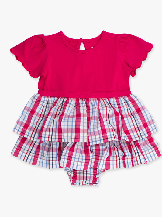 Adley Plaid Skirted Romper