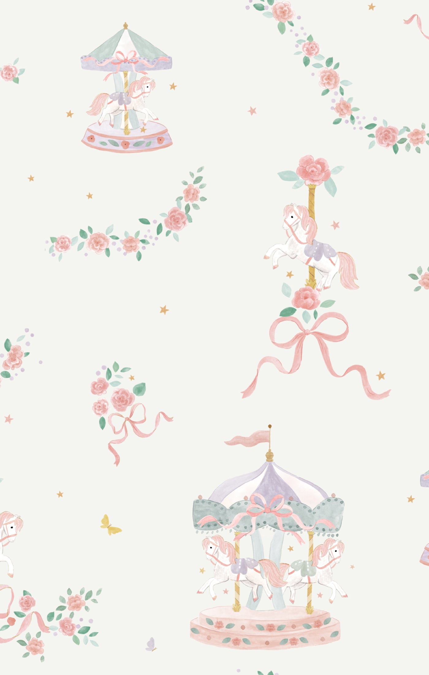 Carousel w/Bows Kimono Gown & Knot Headband