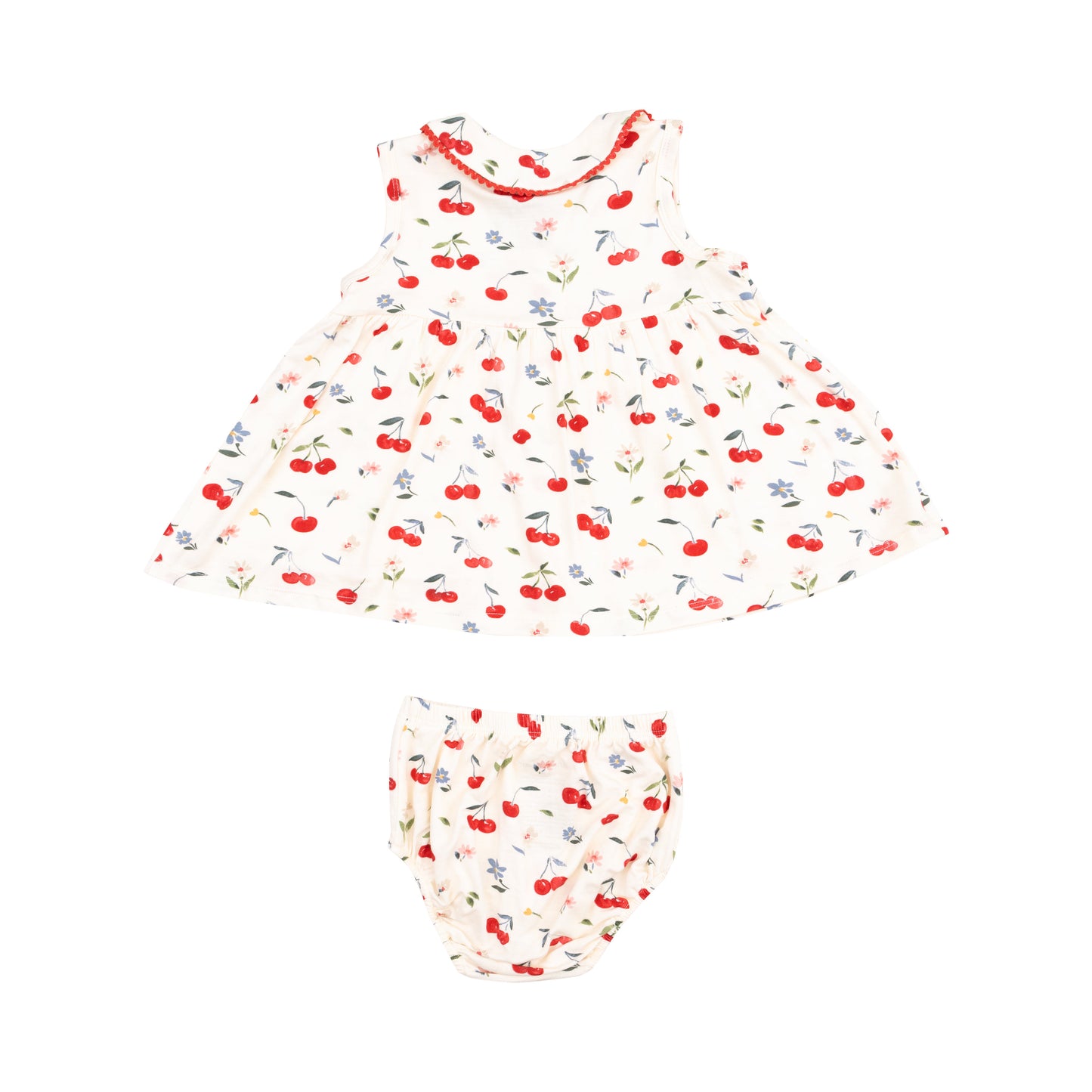 Watercolor Cherries Ric Rac Trim Dress