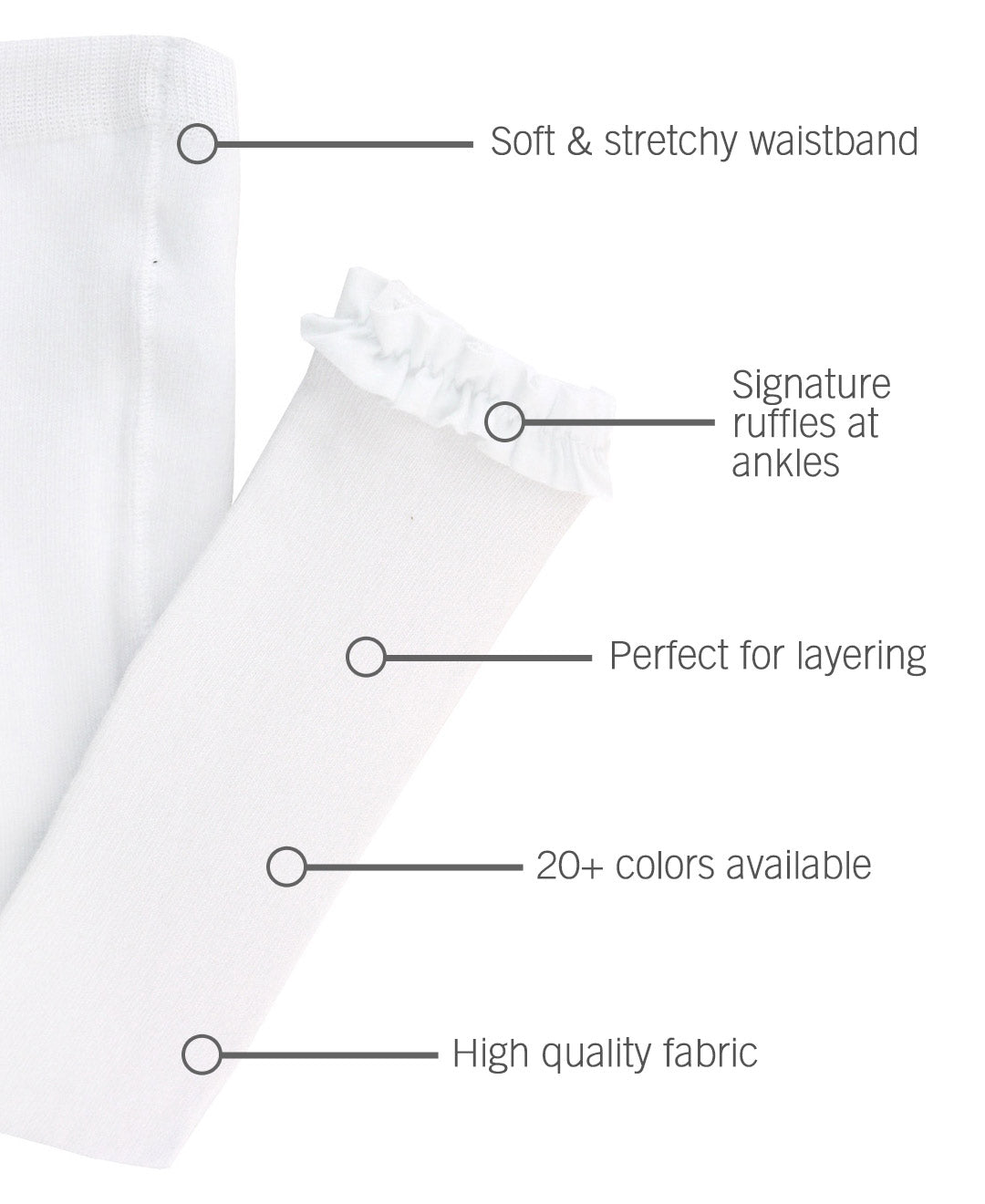 Footless Ruffled Tights-WHT