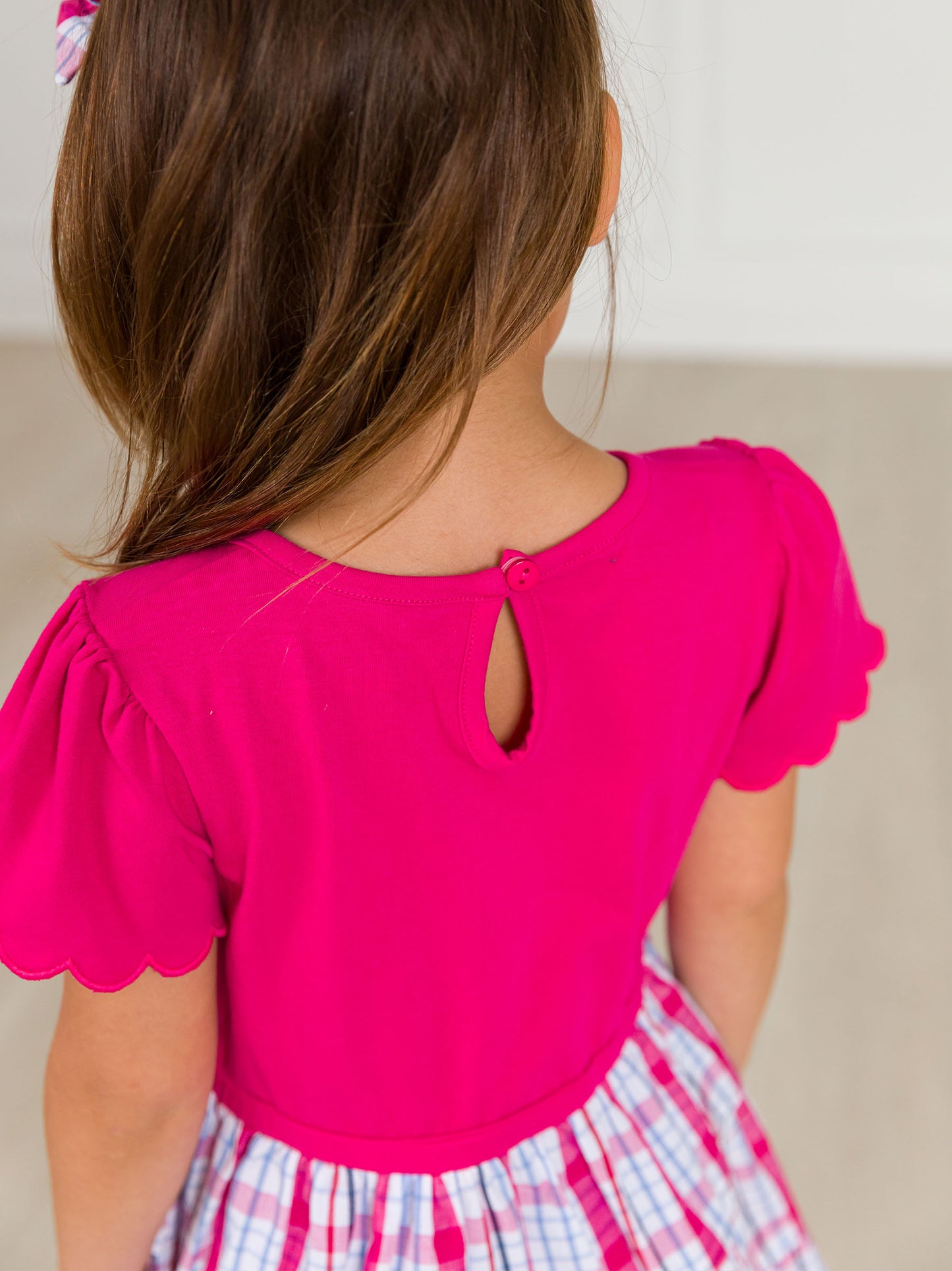 Adley Plaid Mixed Media Tiered Dress