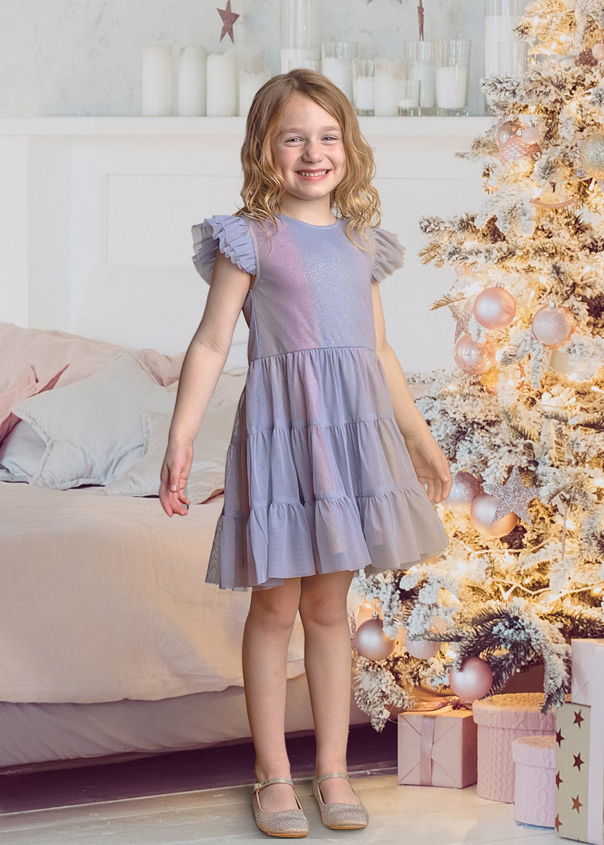 Phoenix Tiered Tulle & Knit L/S Dress