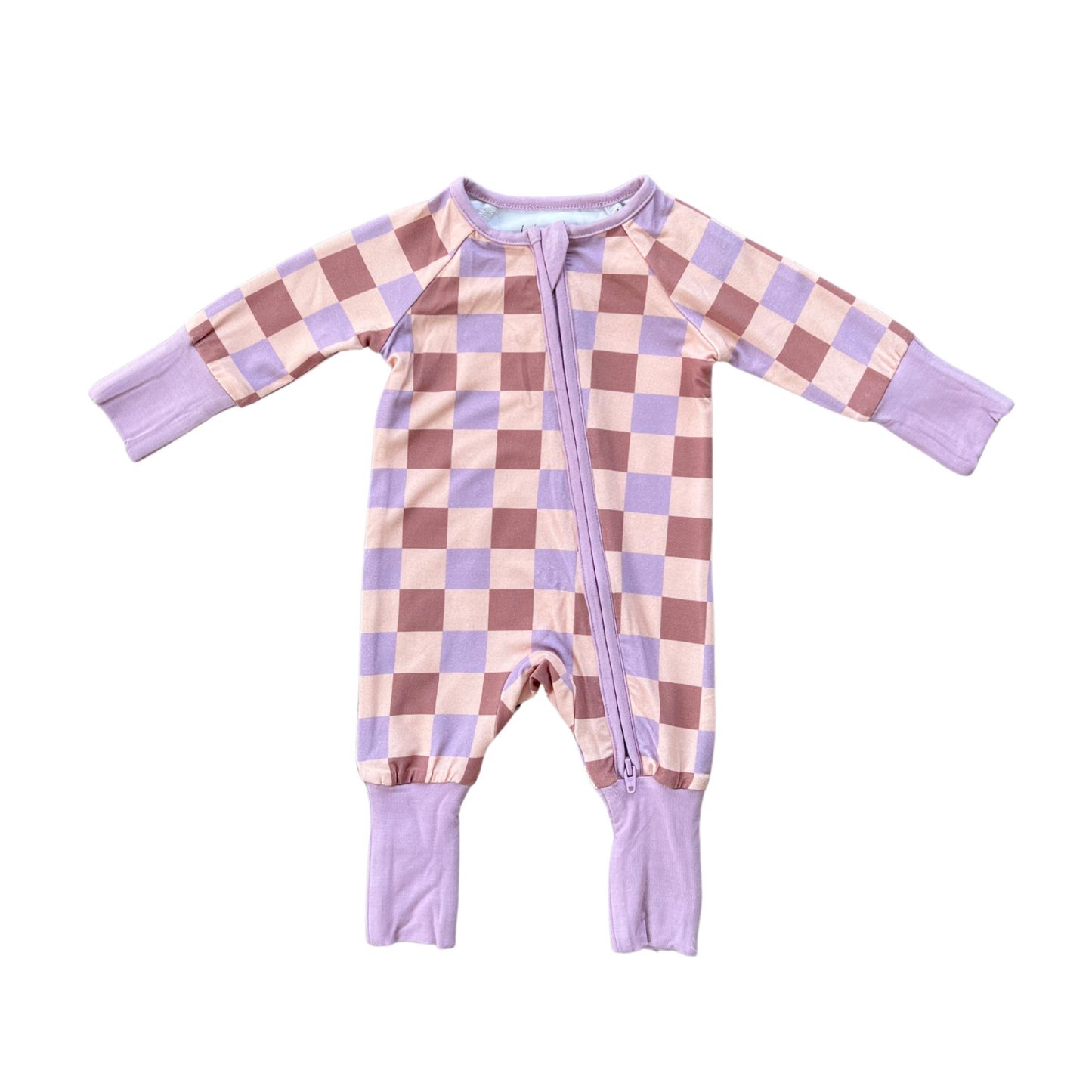 Zipper Romper-Checker in Burlwood