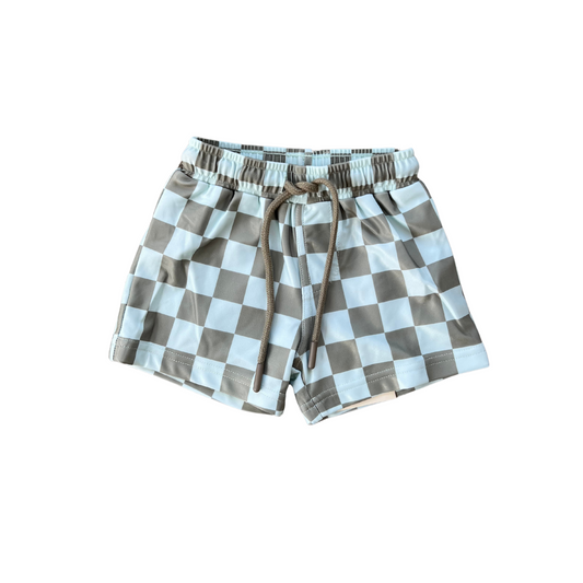 Swim Shorts-Checker in Seagrass