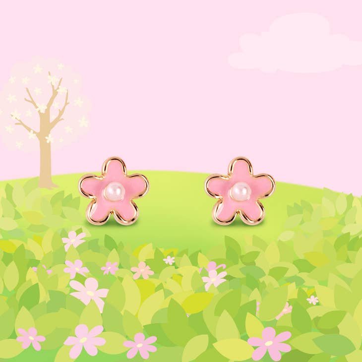 Pink Fancy Flower Earrings