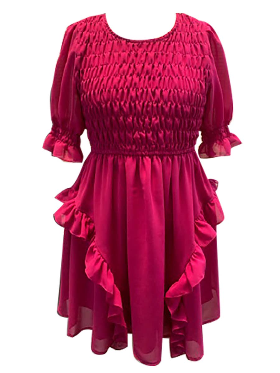chiffon baby doll dress Cianna Chiffon Bustier Babydoll Mini Dress American Threads Boutique Red / S