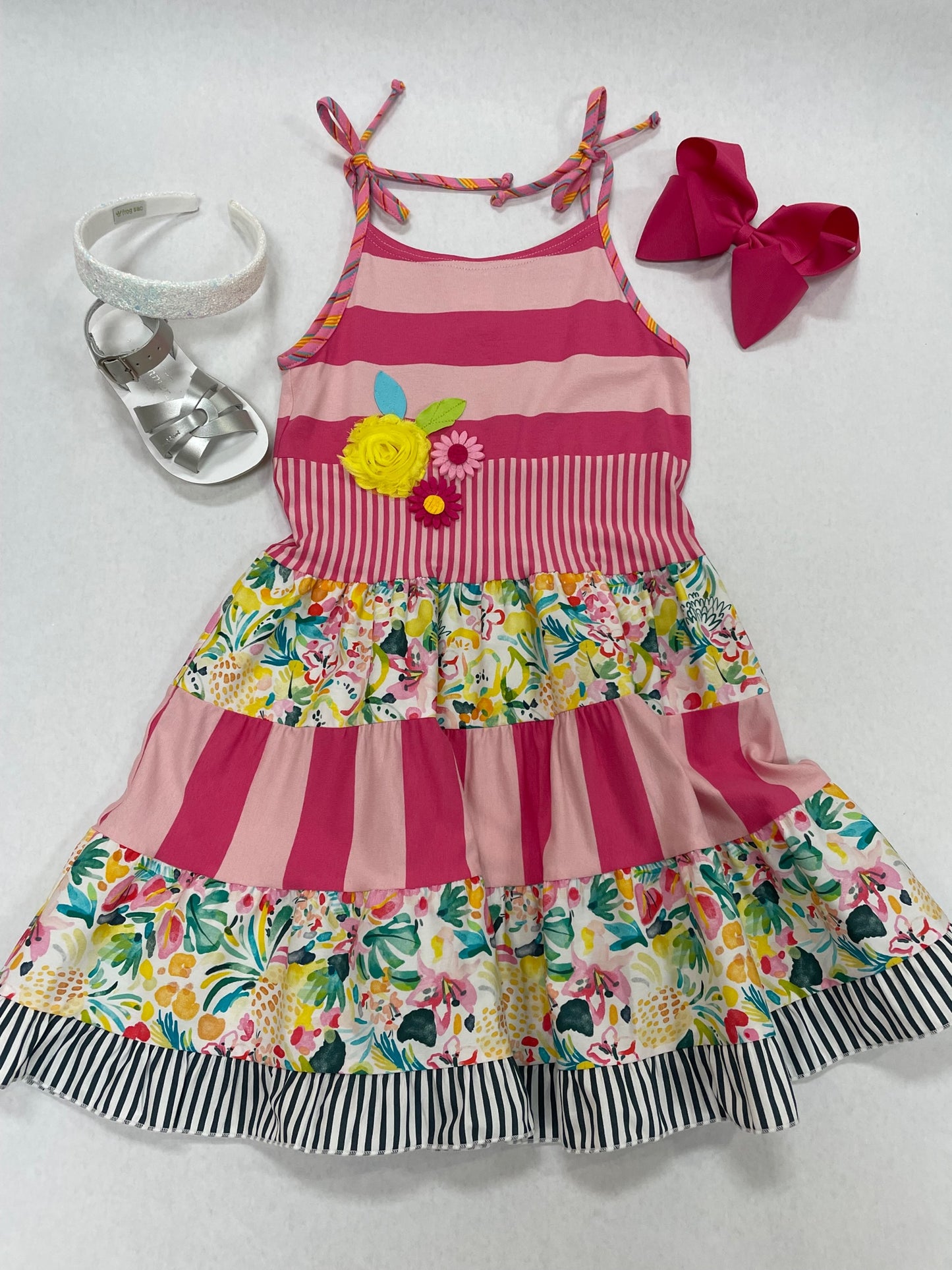 Floral/Stripe Strappy Dress