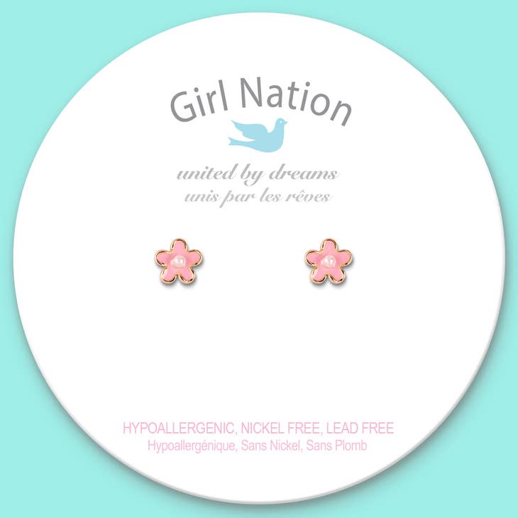 Pink Fancy Flower Earrings
