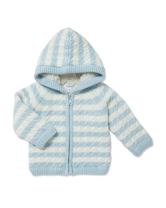 Sherpa Zip Hoodie-Blue