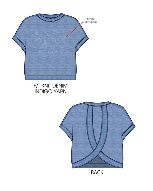 Denim Icons Embroidery Top & Skort