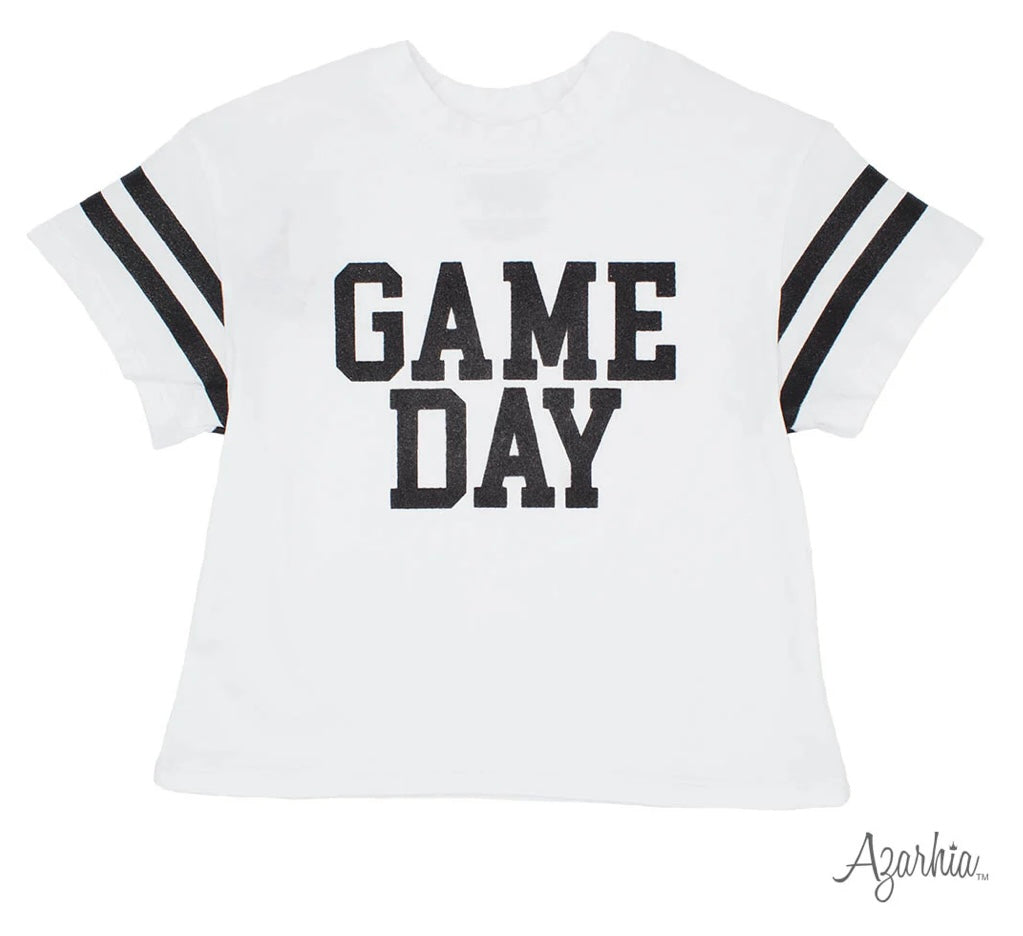 Game Day Glitter Boxy Tee-Black