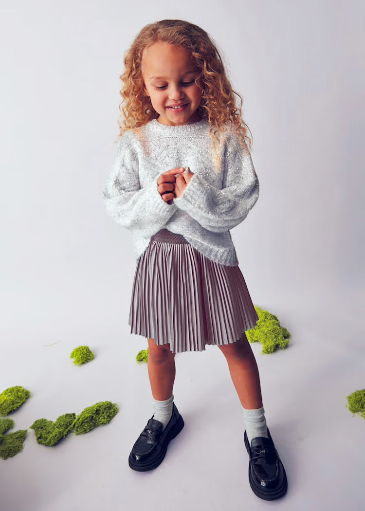 Silver Pleated Skirt