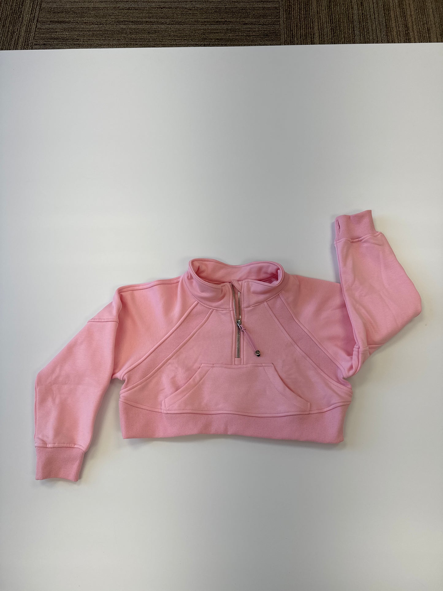 Cropped 1/4 Zip Sweatshirt-Pink