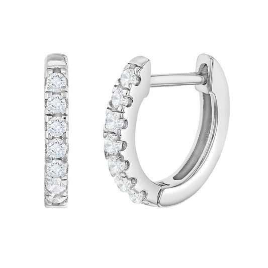 Sterling Silver CZ Huggie Hoops