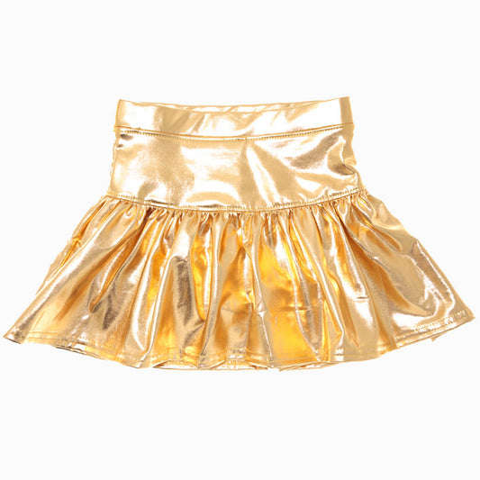 Metallic Gathered Skort-Gold