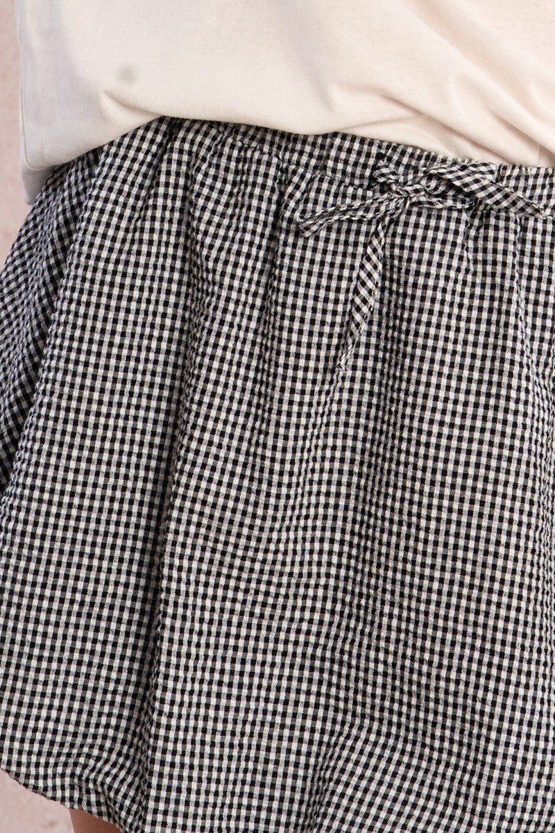 Black Gingham Bubble Skort