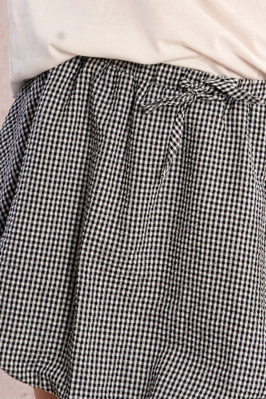 Black Gingham Bubble Skort