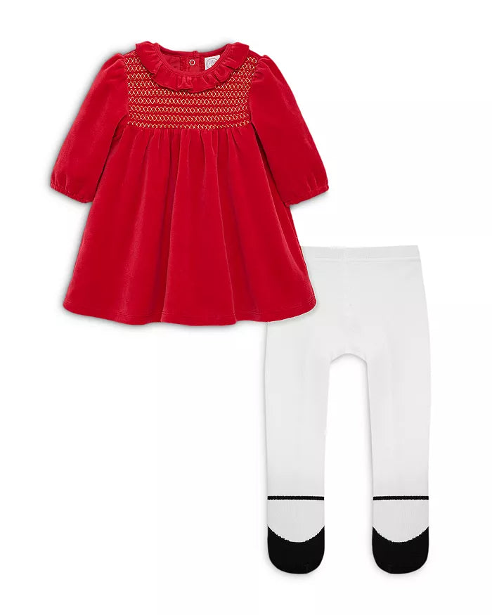 Gold Smocked Red Dress