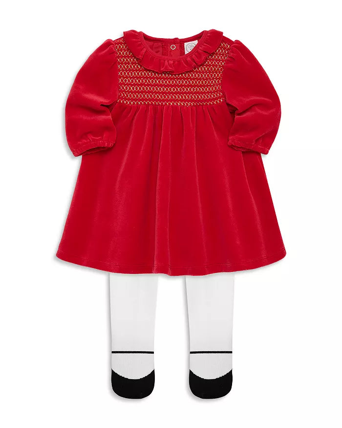 Gold Smocked Red Dress