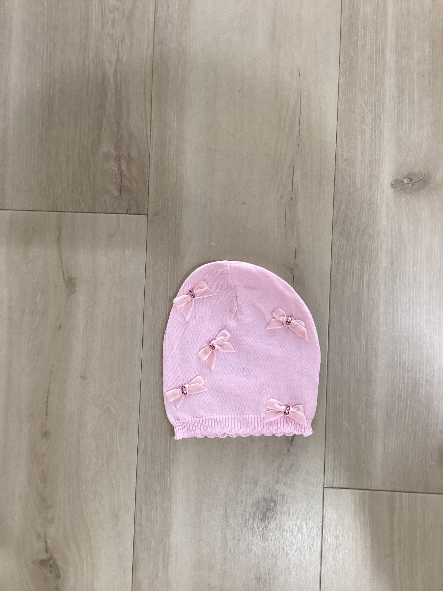 Velvet Bow Baby Hat-pink