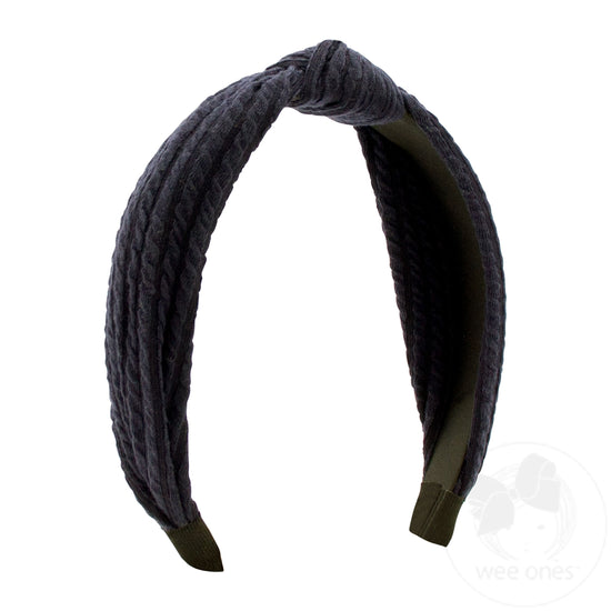 Textured Knot Headband-Navy