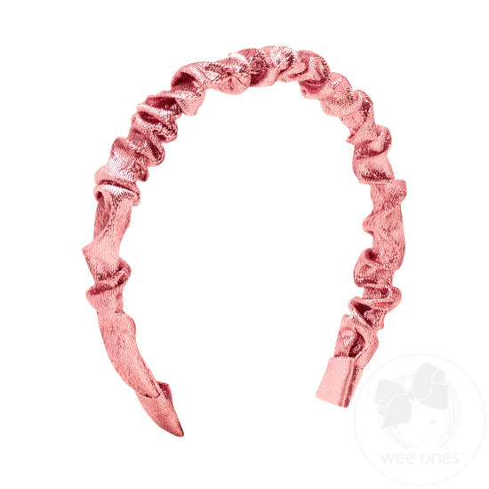 Metallic Ruffle Headband-Pink