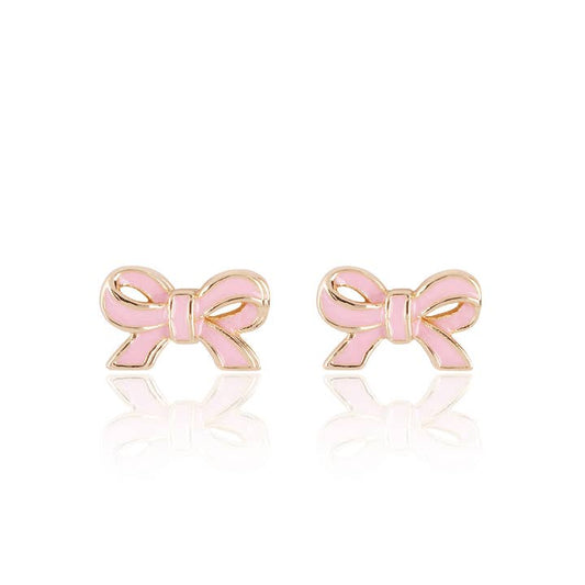 Pretty Pink Bow Cutie Stud Earrings