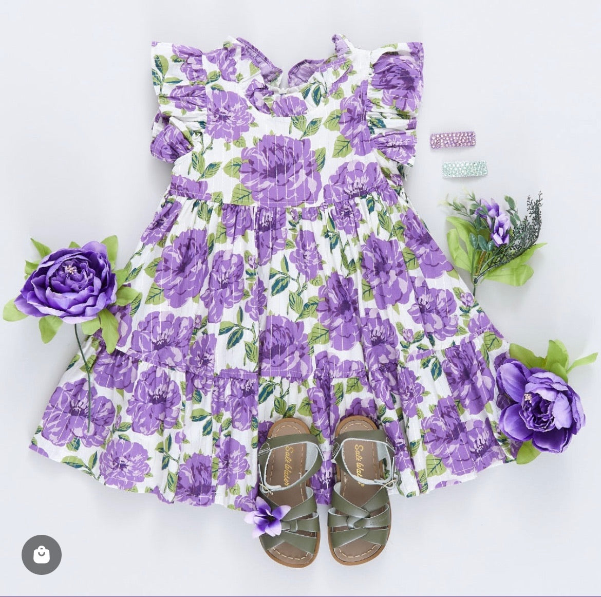 Jennifer Dress-Purple Peonies