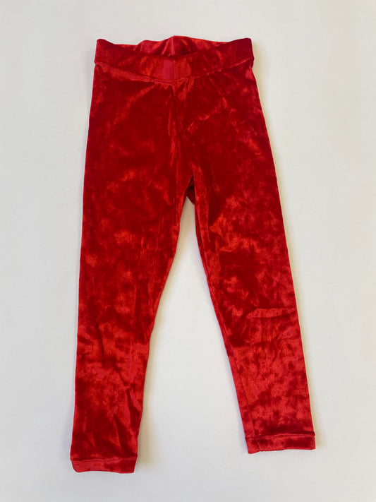 Leggings-Red Crushed Velvet