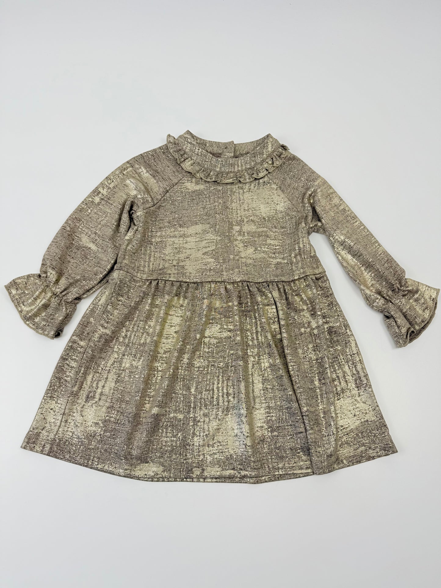 Gold Ruffle Neck Dress