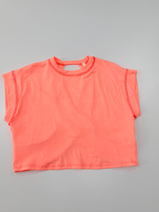 Neon Coral Cutout Back Tee