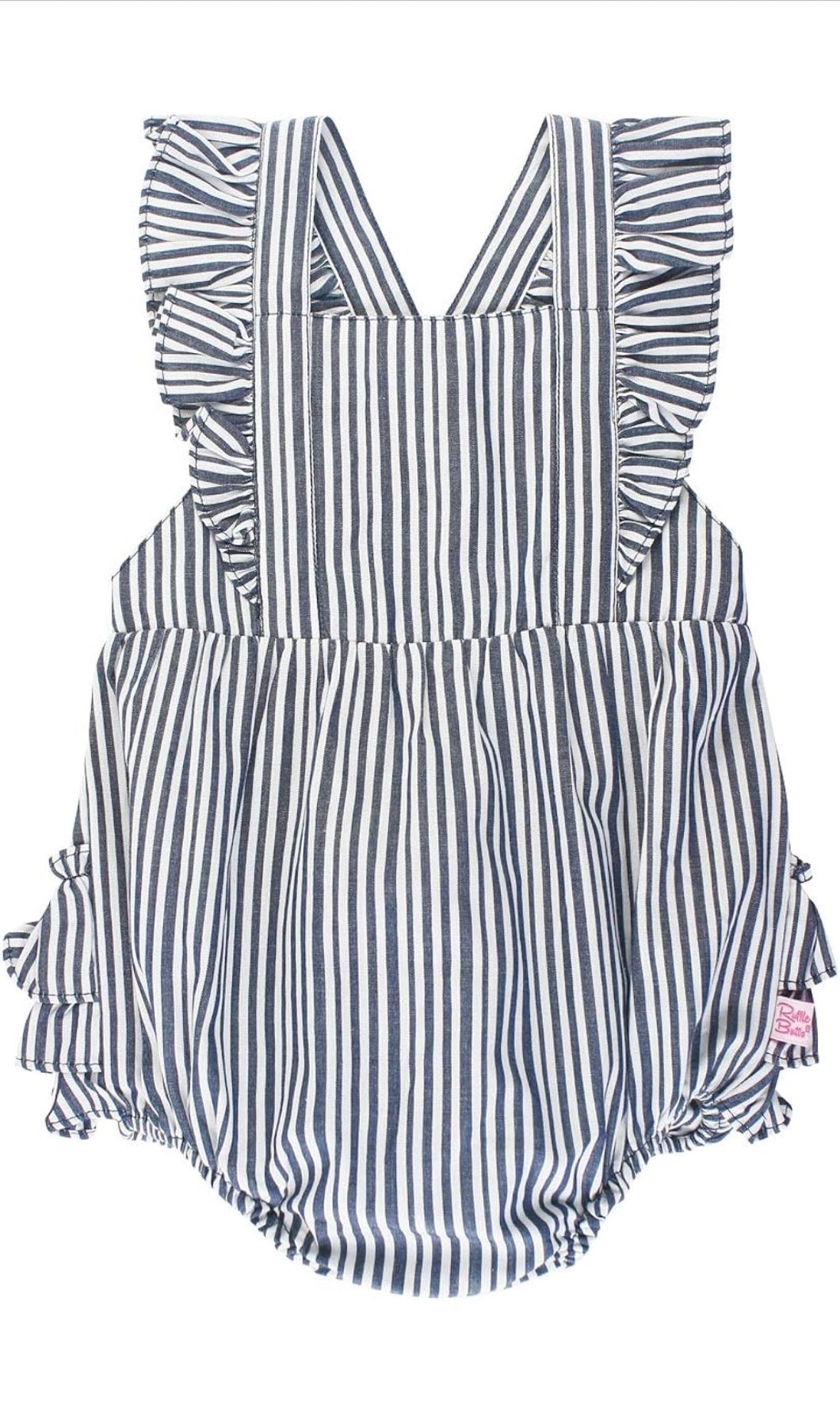 Navy Stripe Pinafore Romper