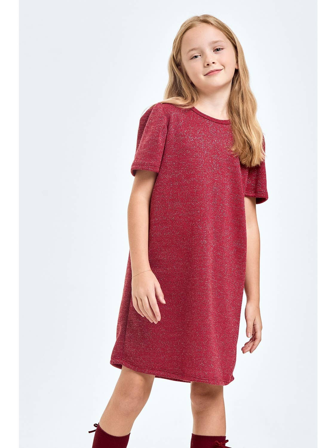 Mink Lurex Dress-Red