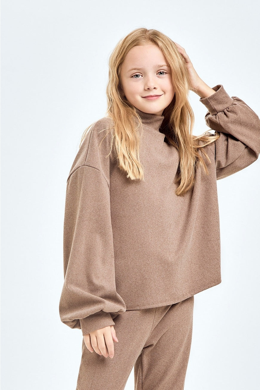 Corduroy Mock Neck Sweater & Pants-Mocha