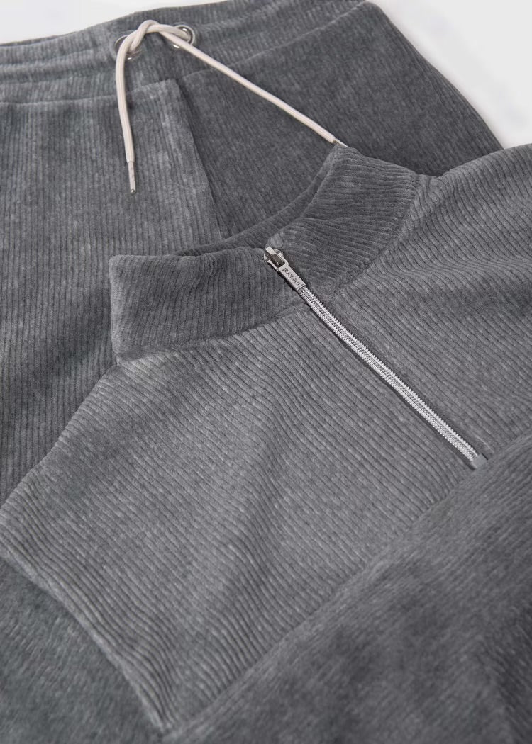 Corduroy Track Suit-Gray