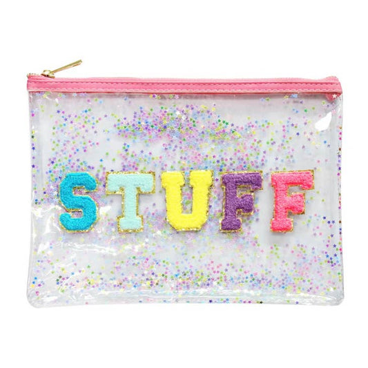 Varsity Confetti Glitter Stuff Clear Bag