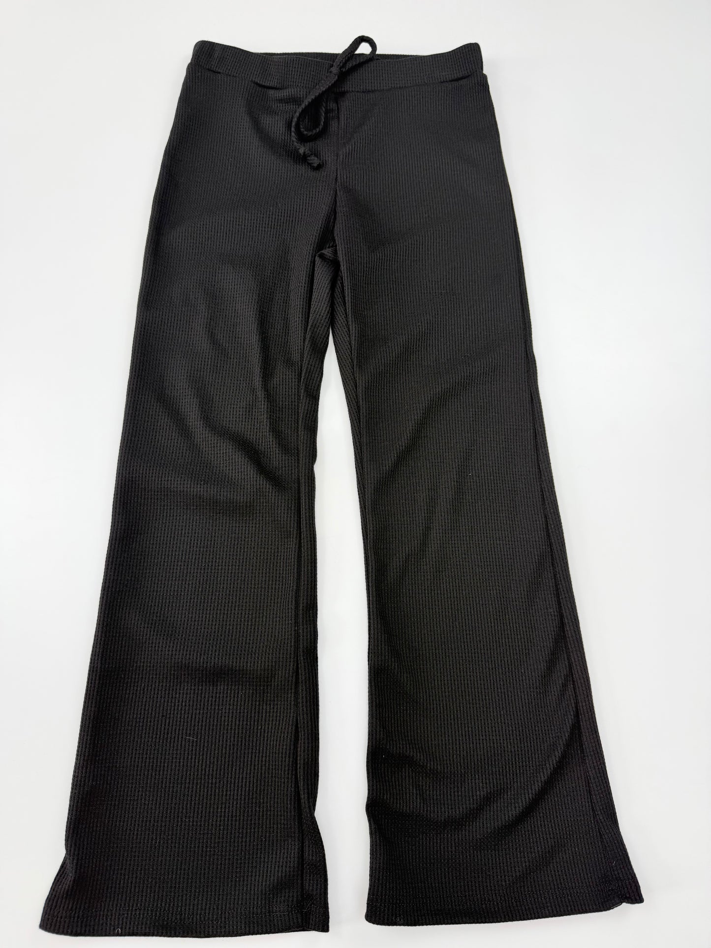 Waffle Knit Pants-Black