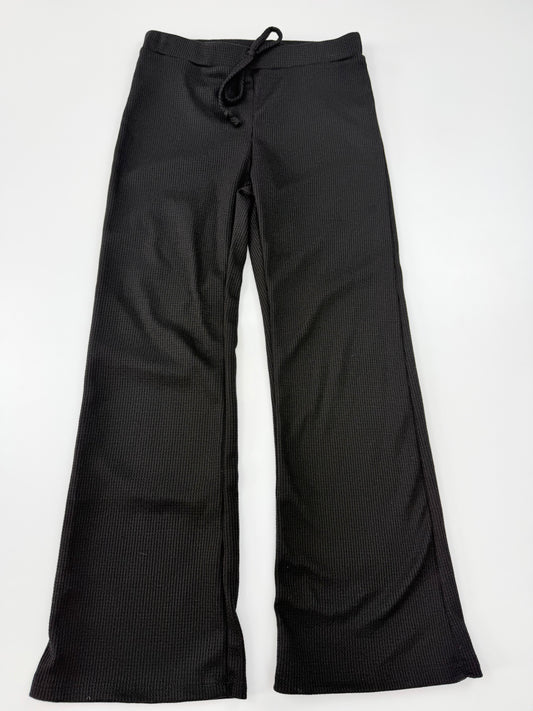 Waffle Knit Pants-Black