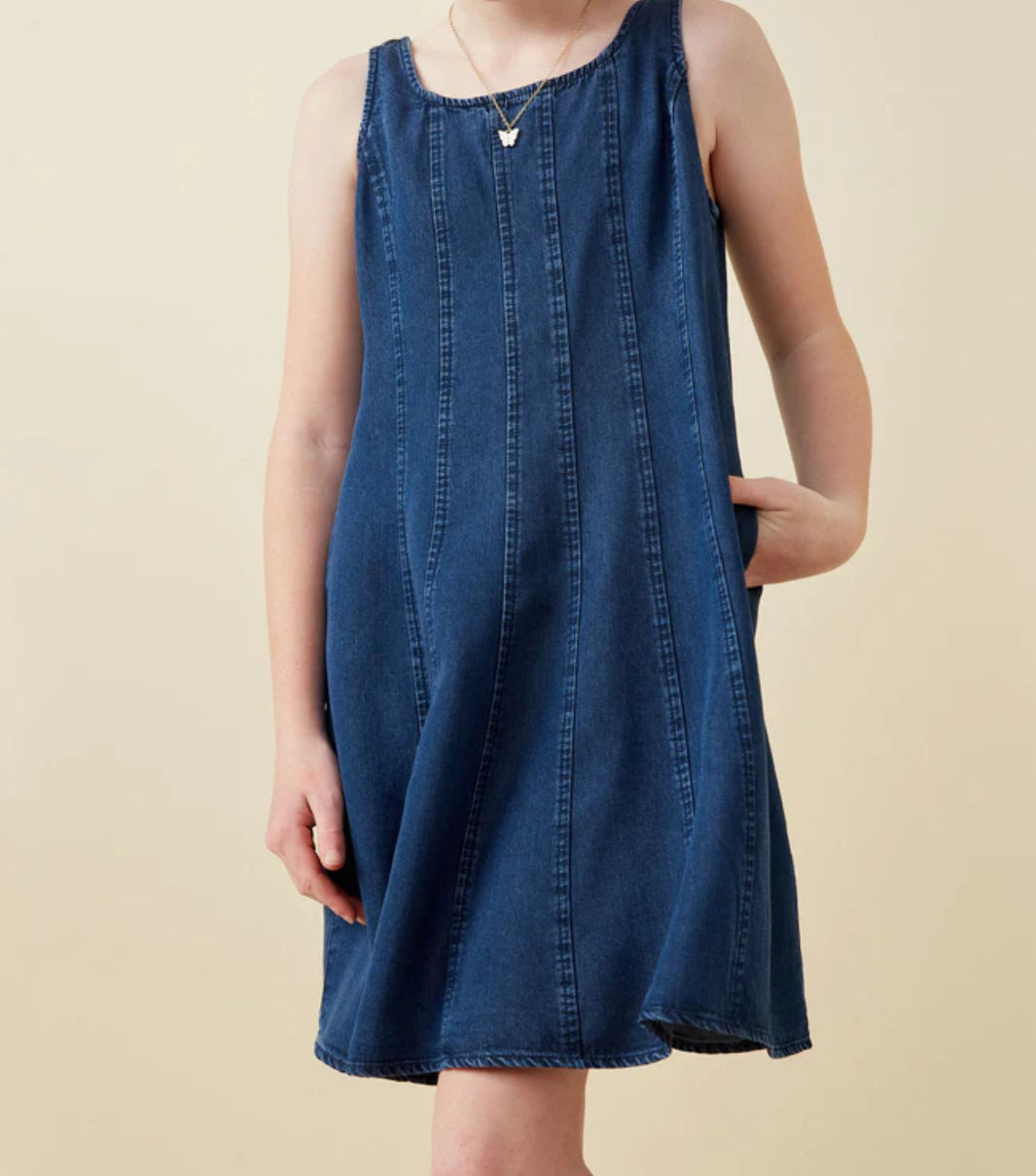 Stitch Detail Denim Tencel Dress