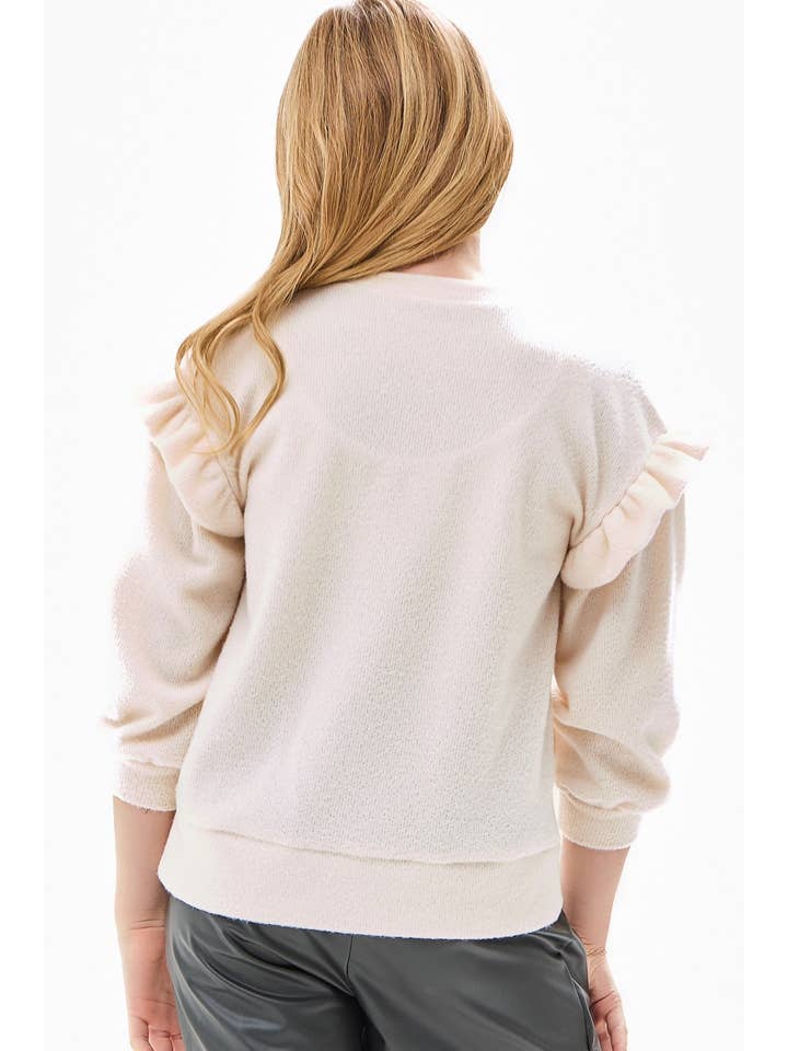 Ruffled Sweater-Cream