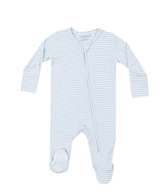 Light Blue Striped Footie