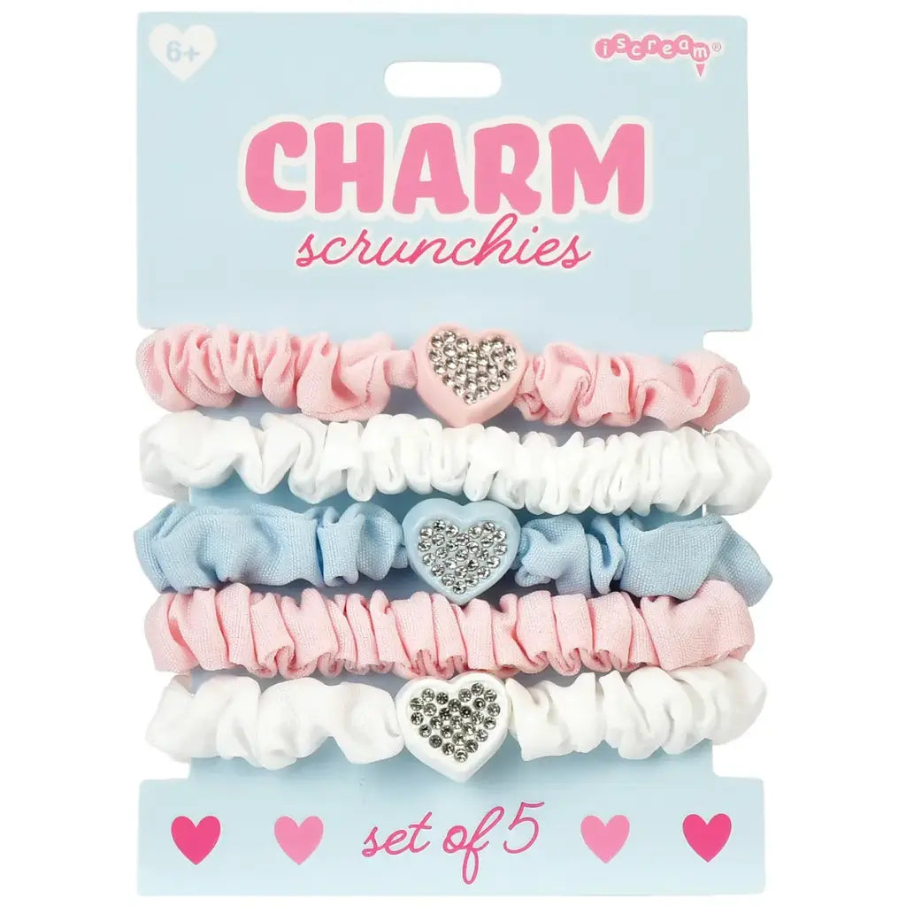 Heart Charm Scrunchie Set