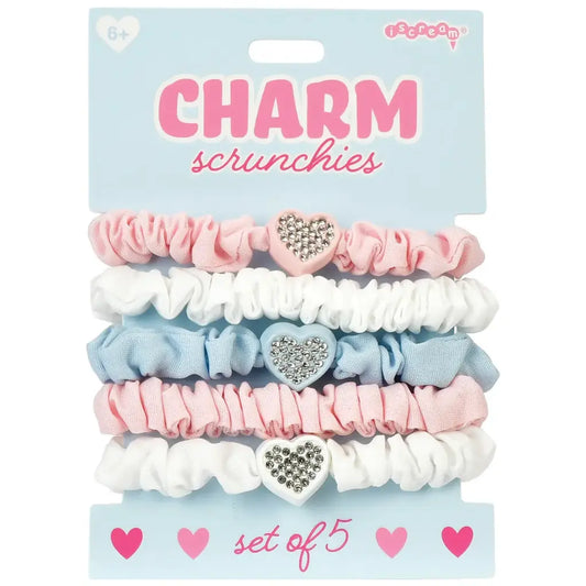 Heart Charm Scrunchie Set