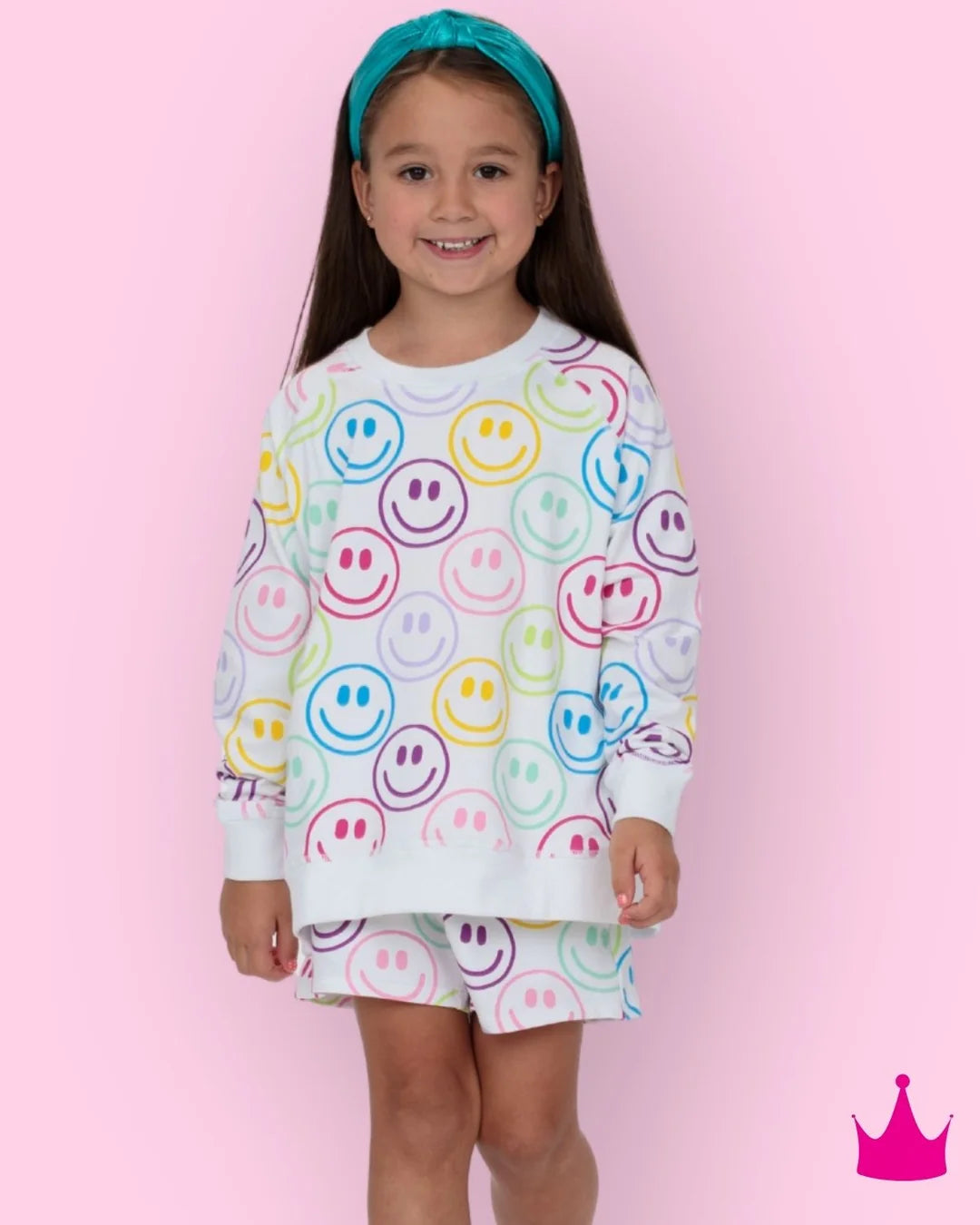 Bright Smiley Faces Sweatshirt & Shorts
