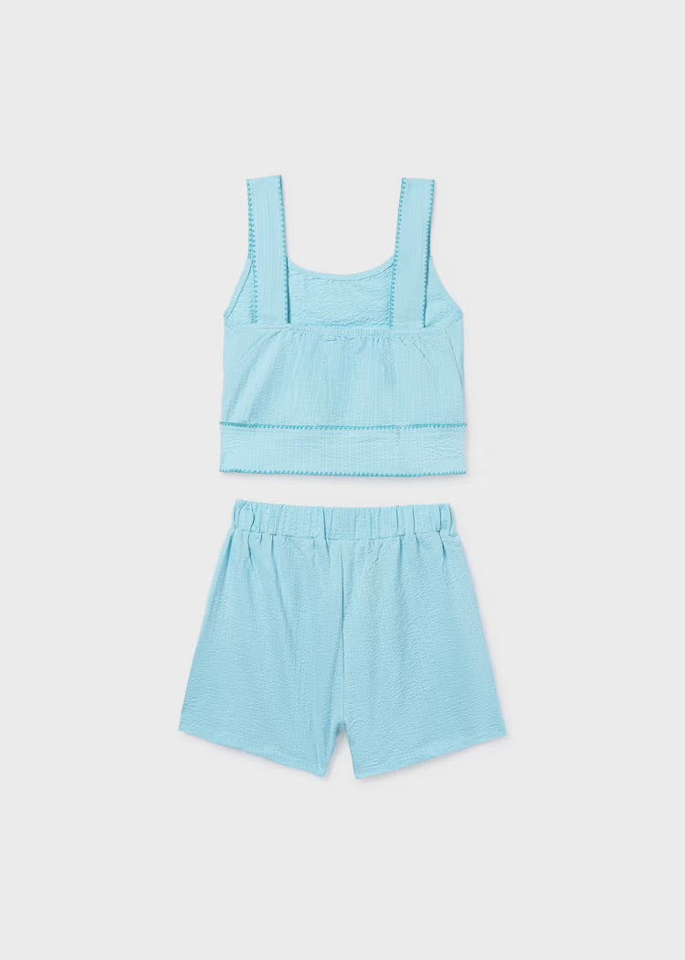 Blue Knit Tank & Short Set