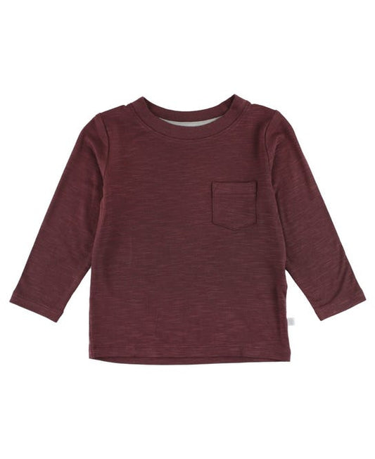 L/S Pocket Tee-Mahogany