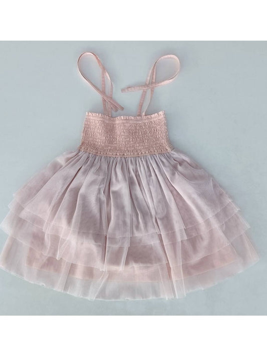 Pink Tulle Ruffle Dress